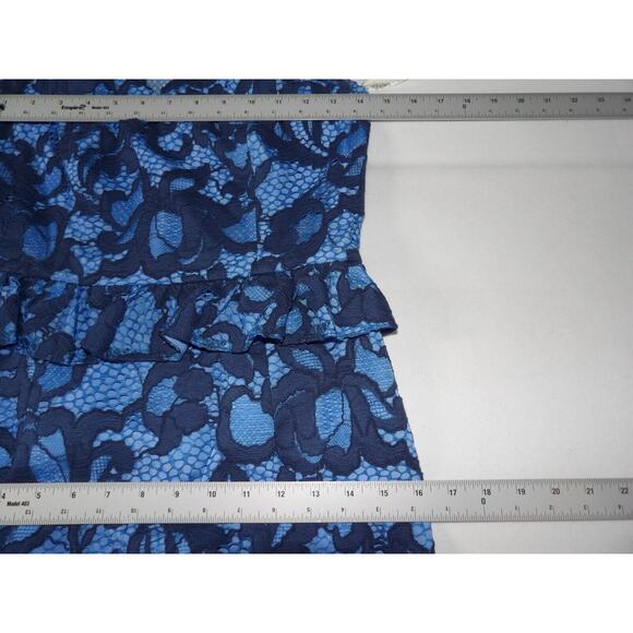 Lilly Pulitzer Sz 2 Dress Blue Lace Peplum Knee Modest Sleeveless Eyelet Keyhole - Picture 10 of 14